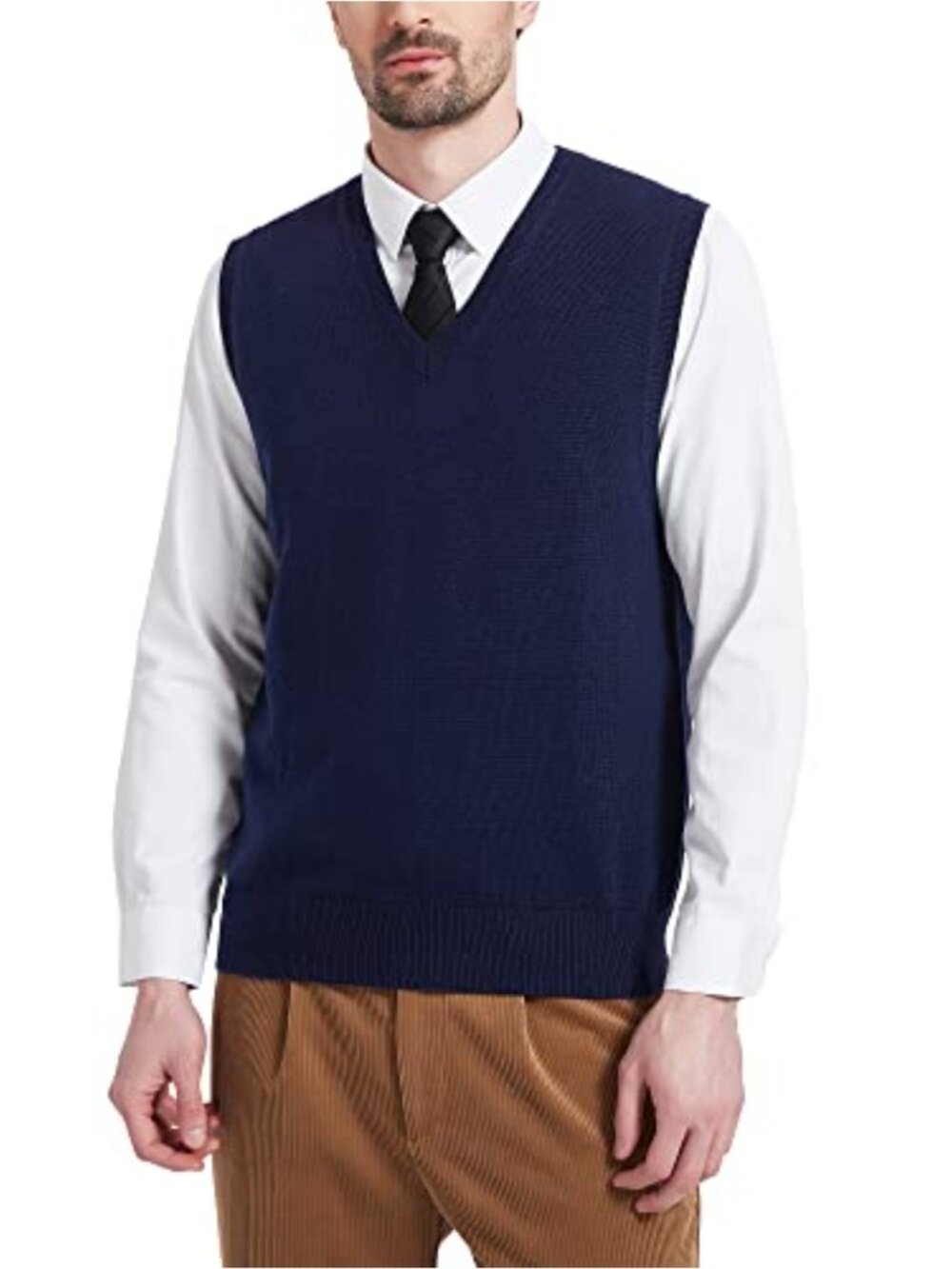 Wool Blend V-Neck Knitted Sleeveless Pullover Sweater Vest
